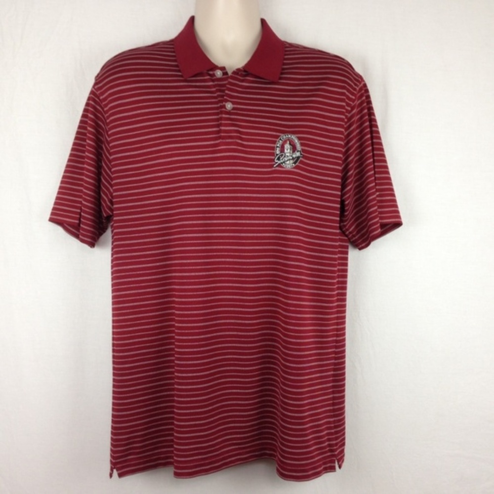 Nike Golf Mens Polo Shirt Maroon Red Striped
